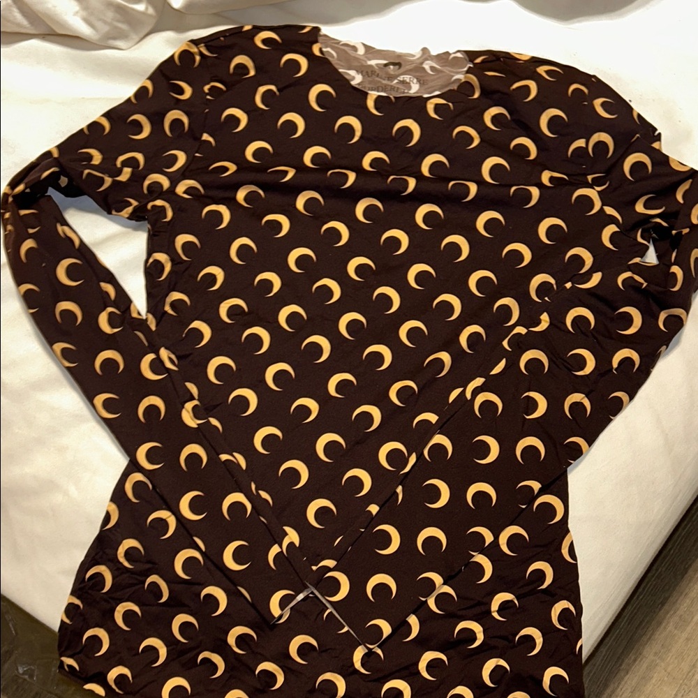 Marine Serre Black Top with Gold Crescent Pattern